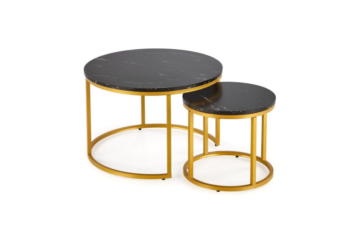 Set di 2 Tavolini da caffè Paola effetto marmo nero/oro - immagine 6