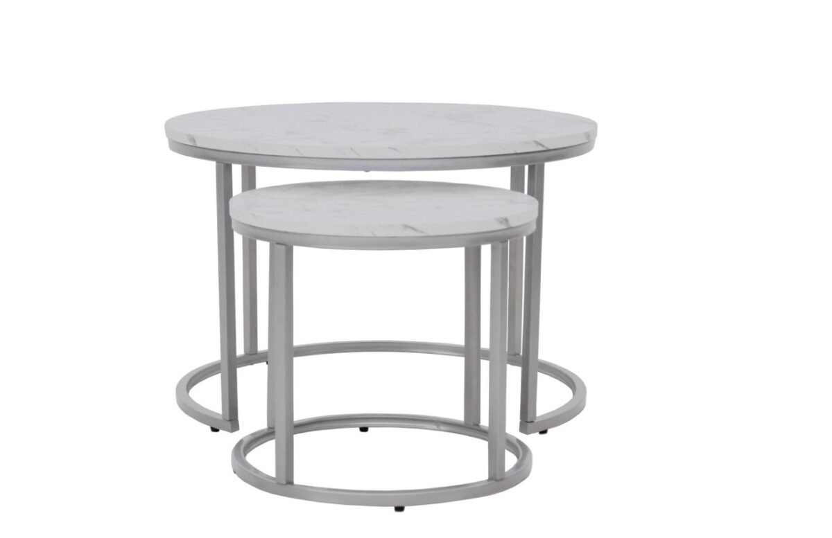 Set di 2 Tavolini da caffè Paola effetto marmo/argento - immagine 5