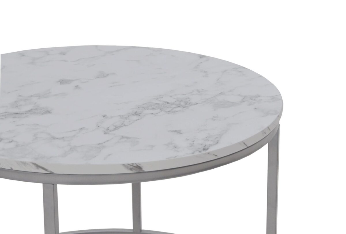 Set di 2 Tavolini da caffè Paola effetto marmo/argento - immagine 6
