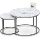 Set di 2 Tavolini da caffè Paola effetto marmo/argento
