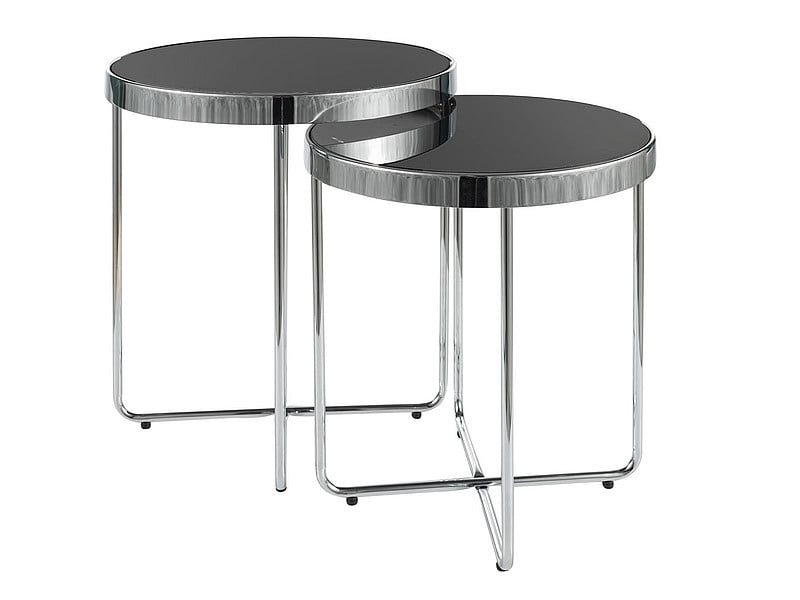 set-2-mese-de-cafea-saga-negru-argintiu77909 Set di 2 Tavolini da caffè Saga in nero/argento - immagine 1