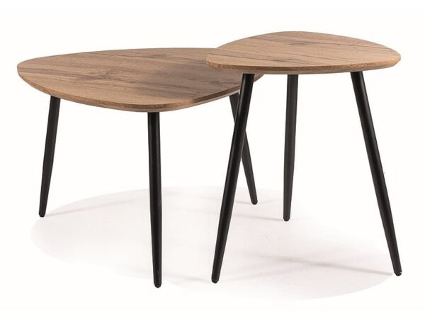 Set di 2 Tavolini da caffè Twin in rovere castagno/nero