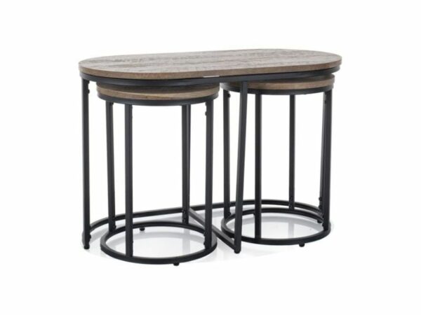 Set di 3 Tavolini da caffè Twix in noce vintage/nero