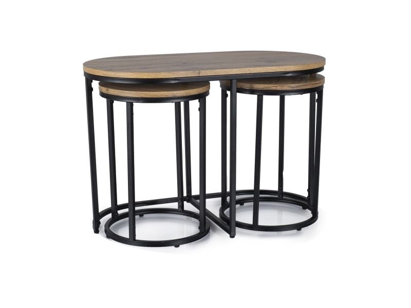 set-3-mese-de-cafea-twix-stejar-artizan-negru175888 Set di 3 Tavolini da caffè Twix in rovere artigianale/nero - immagine 1