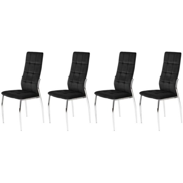 Set di 4 sedie K416 in velluto nero