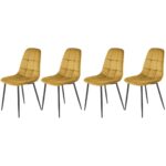 Set di 4 sedie K417 in velluto senape
