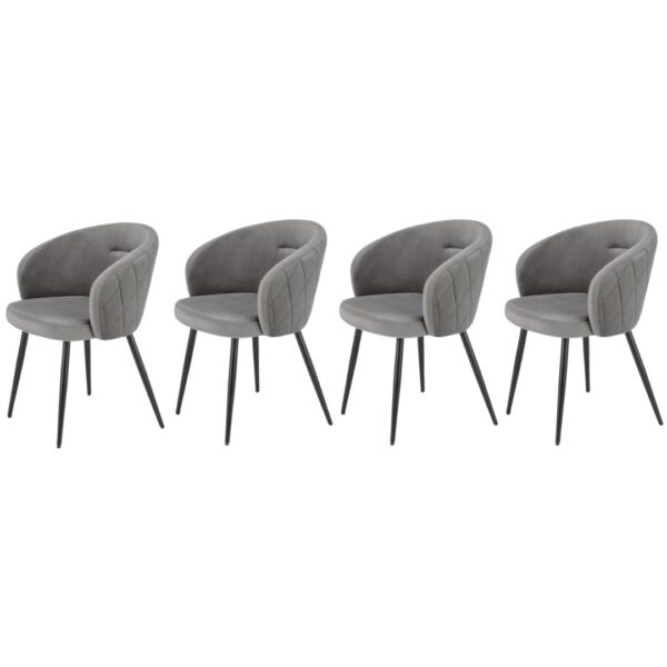Set di 4 sedie K430 in velluto grigio