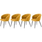 Set di 4 sedie K430 in velluto senape