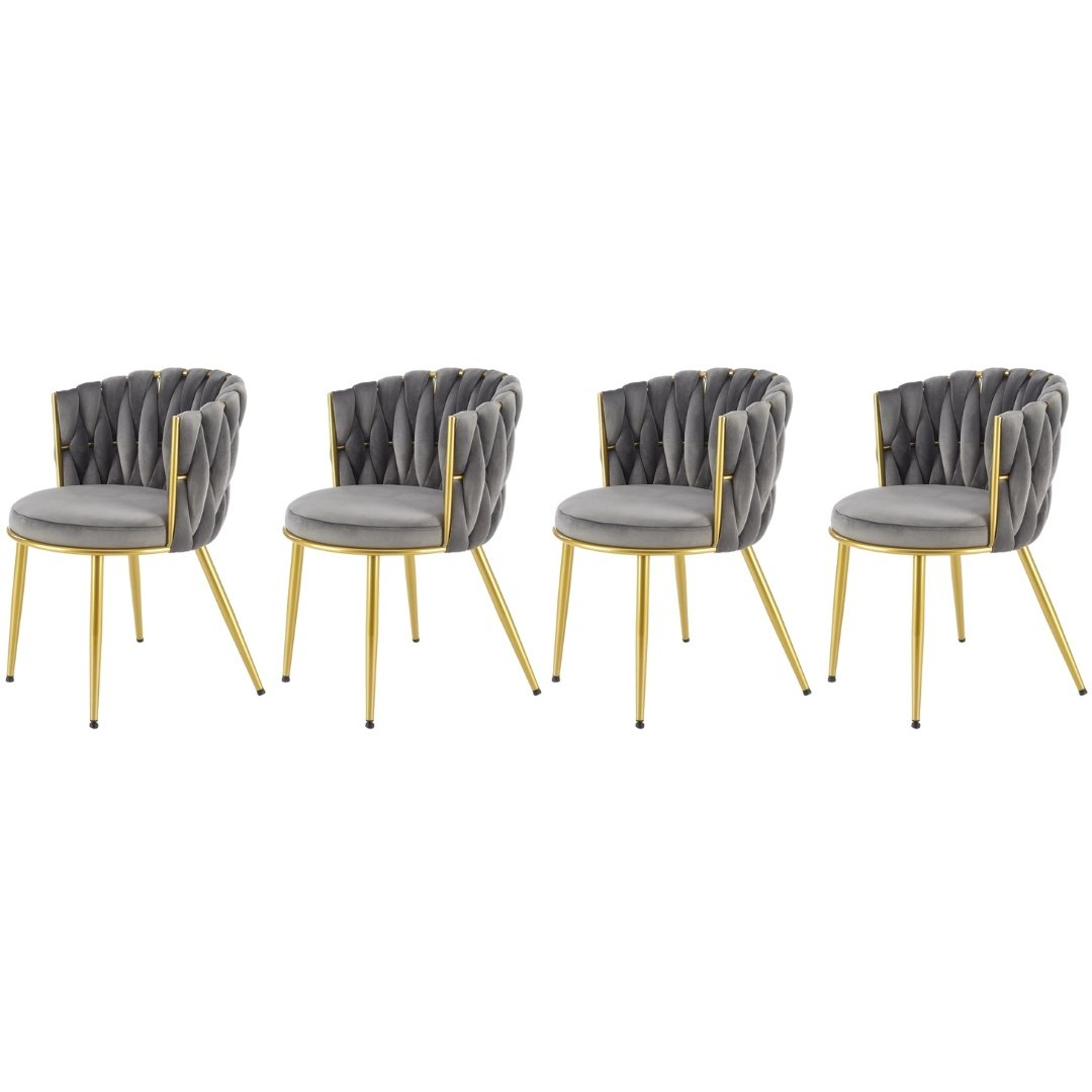 set-4-scaune-k517-velvet-gri-auriu177449 Set di 4 sedie K517 velluto grigio/oro - immagine 1