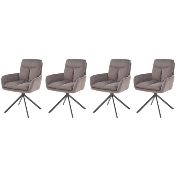 Set di 4 sedie girevoli K536 in tessuto grigio