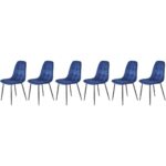 Set di 6 sedie K417 in velluto blu navy