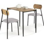 Set tavolo + 2 sedie Nando in legno naturale/nero
