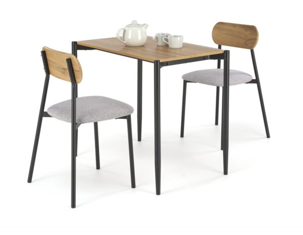 Set tavolo + 2 sedie Nando in legno naturale/nero