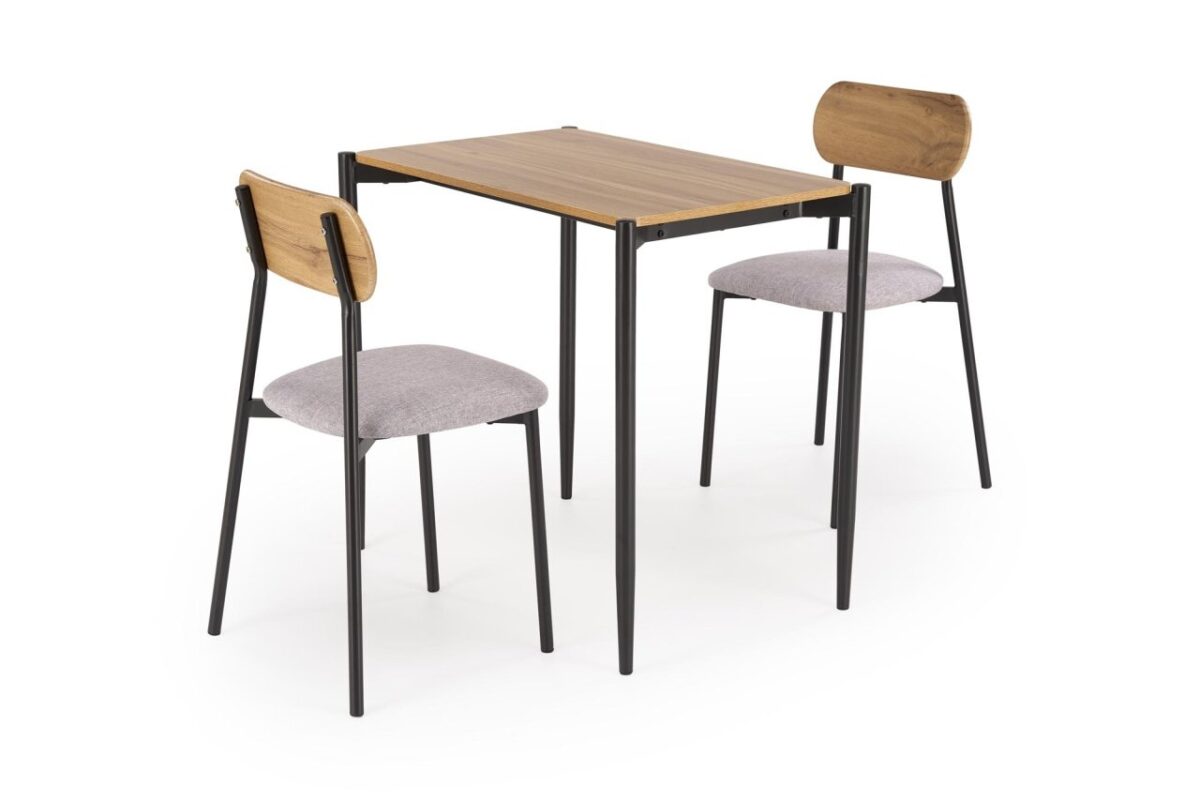Set tavolo + 2 sedie Nando in legno naturale/nero - immagine 10