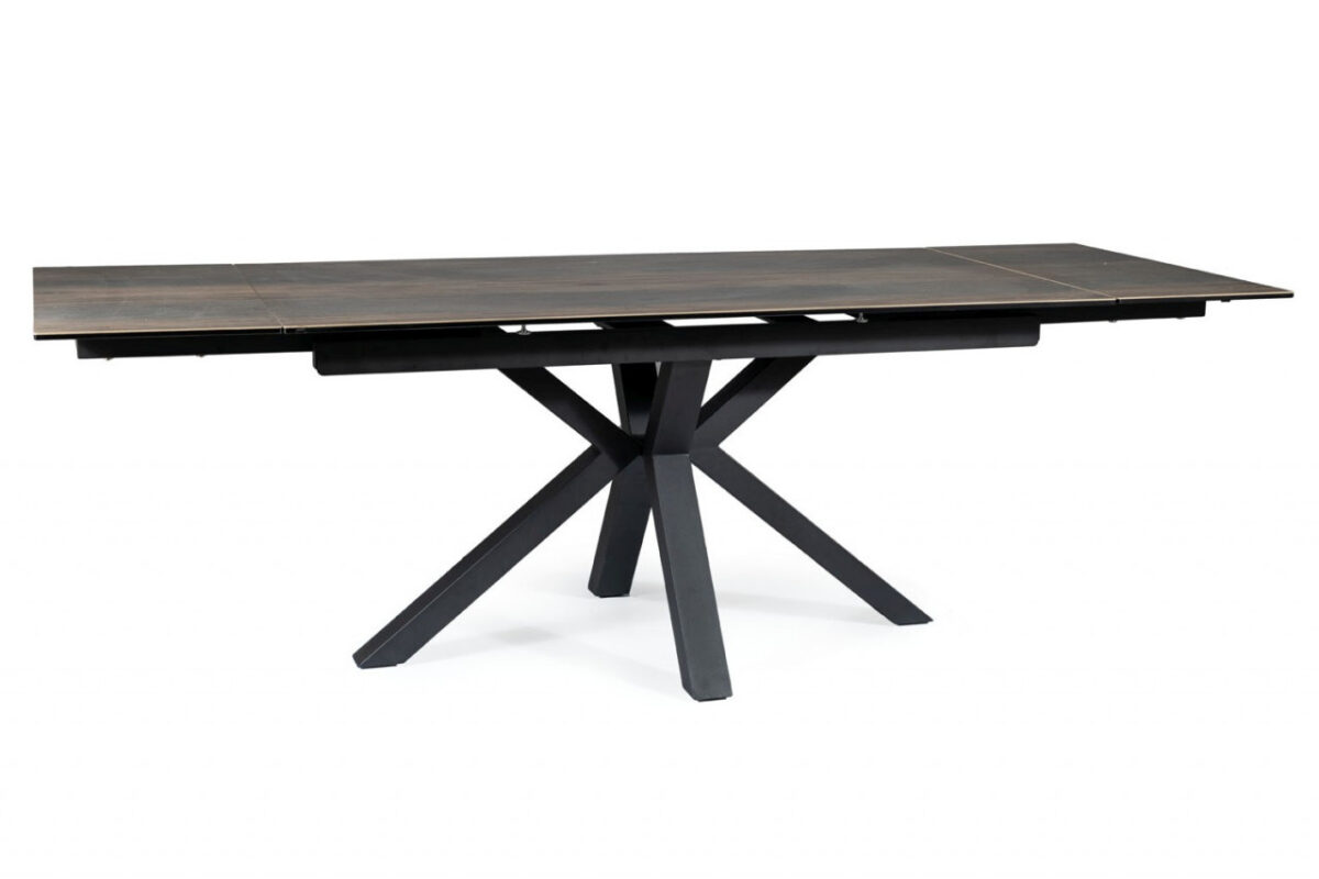 Set tavolo allungabile Columbus Ceramic marrone/nero opaco - L160-240 cm + 3 sedie Azalia in velluto cinnamon Blu4215 + 3 sedie Azalia in velluto grigio chiaro Blu03 - immagine 9