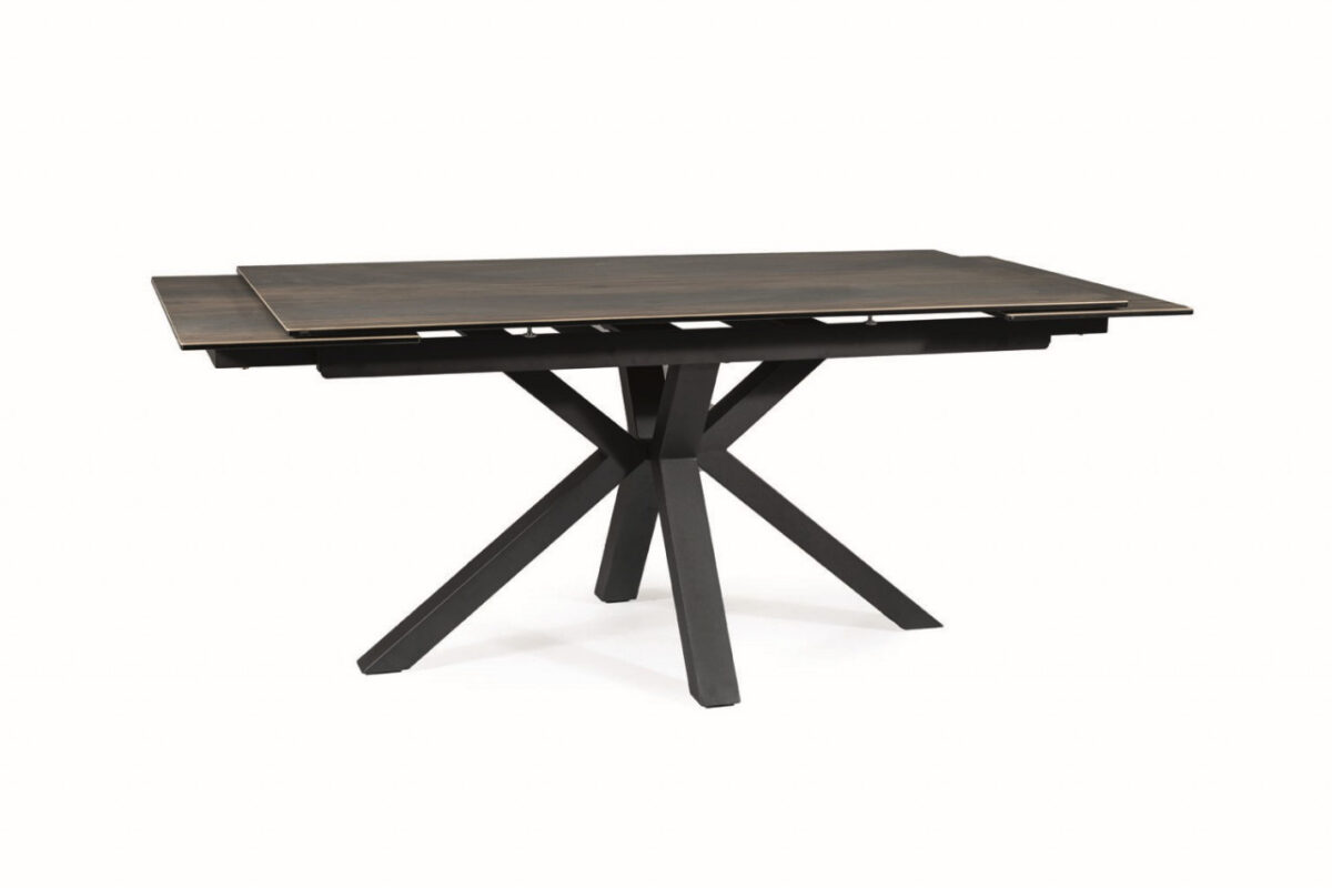 Set tavolo allungabile Columbus Ceramic marrone/nero opaco - L160-240 cm + 3 sedie Azalia in velluto cinnamon Blu4215 + 3 sedie Azalia in velluto grigio chiaro Blu03 - immagine 10