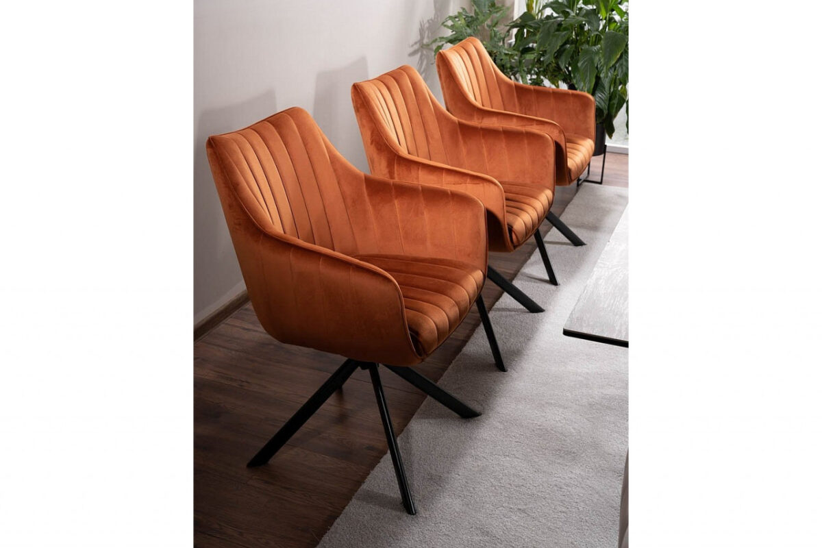 Set tavolo allungabile Columbus Ceramic marrone/nero opaco - L160-240 cm + 3 sedie Azalia in velluto cinnamon Blu4215 + 3 sedie Azalia in velluto grigio chiaro Blu03 - immagine 16