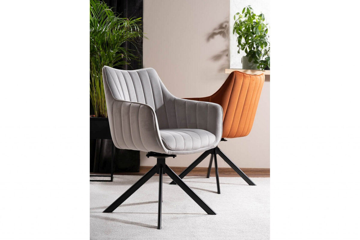 Set tavolo allungabile Columbus Ceramic marrone/nero opaco - L160-240 cm + 3 sedie Azalia in velluto cinnamon Blu4215 + 3 sedie Azalia in velluto grigio chiaro Blu03 - immagine 17