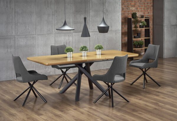 Derrick L160-200 cm + 4 sedie K409 grigio