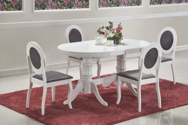 Set tavolo Joseph allungabile L150-190 cm + 4 sedie Barock grigio/bianco