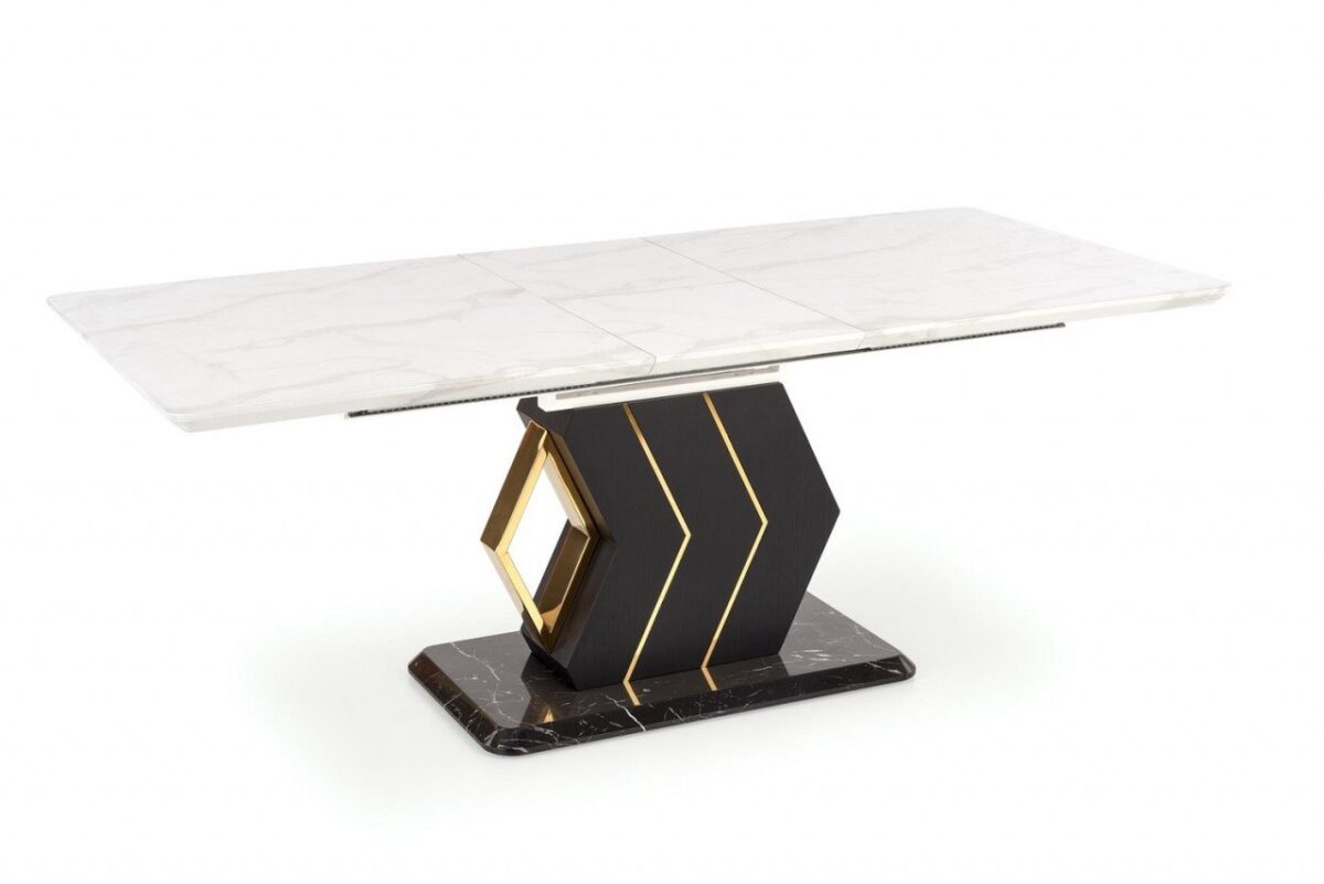 Set di tavolo da pranzo Vincenzo + 6 sedie K474 color crema/oro - immagine 2