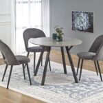 Set tavolo rotondo Balrog ø100 cm + 3 sedie K384 grigio velluto K384
