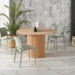Set tavolo rotondo Lopez + 4 sedie in plastica K514 menta