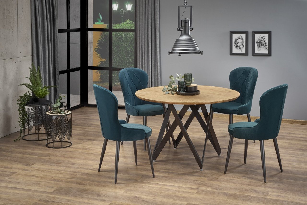 set-masa-rotunda-mozambik-o120-cm-4-scaune-k366-verde-inchis79298 Set tavolo rotondo Mozambik ø120 cm + 4 sedie K366 verde scuro - immagine 1