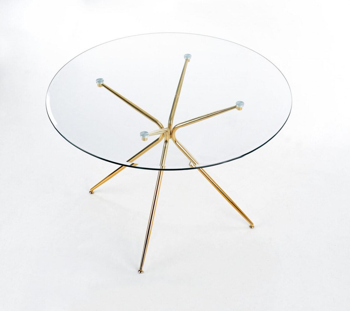 Set tavolo rotondo Rondo diametro 110 cm + 4 sedie K381 velluto rosa/oro - immagine 4