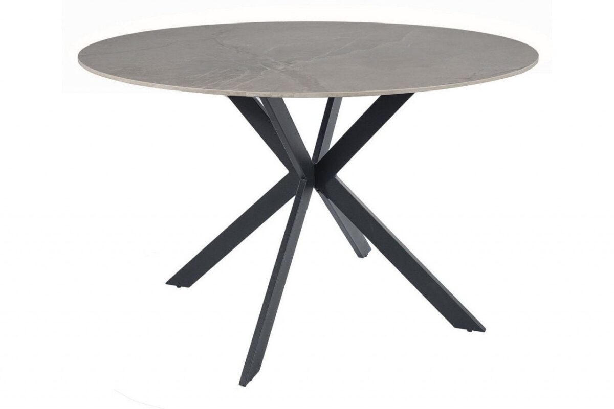 Set tavolo rotondo Talia effetto marmo grigio/nero ø120 cm + 4 sedie Kayla in velluto olive Blu77 - immagine 2