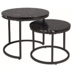 Set di Tavolini da caffè Amaro effetto marmo nero/nero