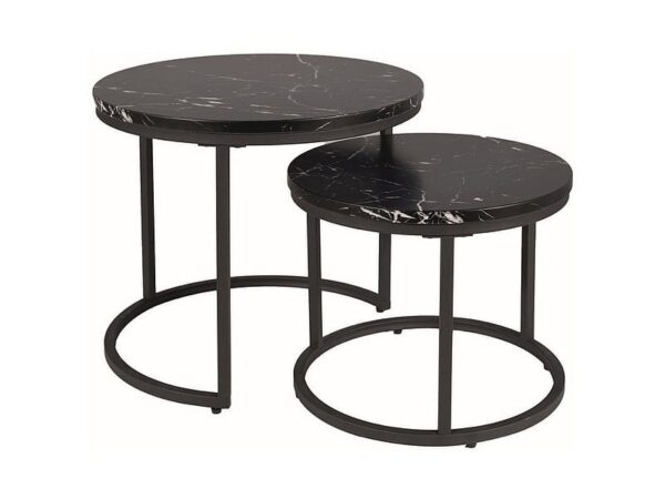 Set di Tavolini da caffè Amaro effetto marmo nero/nero