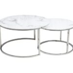 Set di Tavolini da caffè Atlanta B effetto marmo bianco/cromo