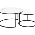 Set di Tavolini da caffè Atlanta C effetto marmo bianco/nero