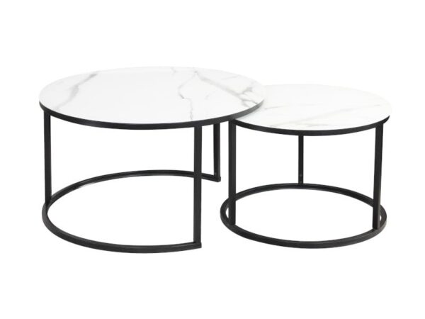 Set di Tavolini da caffè Atlanta C effetto marmo bianco/nero