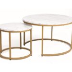 Set di Tavolini da caffè Dion effetto marmo bianco/oro