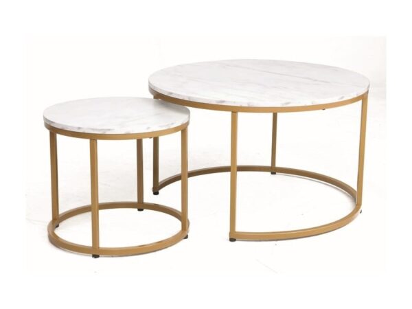 Set di Tavolini da caffè Dion effetto marmo bianco/oro