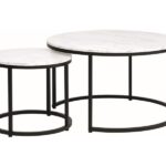 Set di Tavolini da caffè Dion effetto marmo bianco/nero opaco