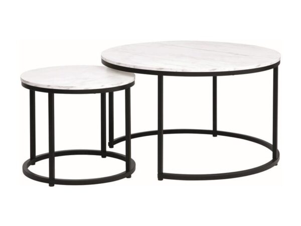 Set di Tavolini da caffè Dion effetto marmo bianco/nero opaco