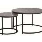 Set di Tavolini da caffè Dion effetto marmo nero/nero opaco