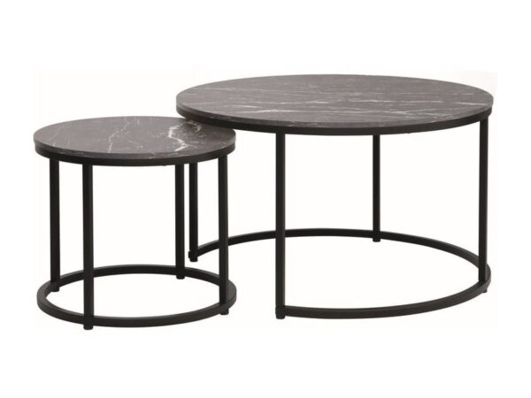Set di Tavolini da caffè Dion effetto marmo nero/nero opaco