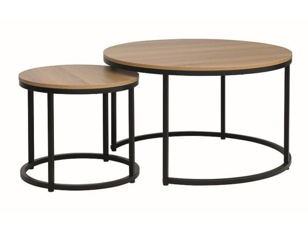 Set di Tavolini da caffè Dion in rovere/nero opaco