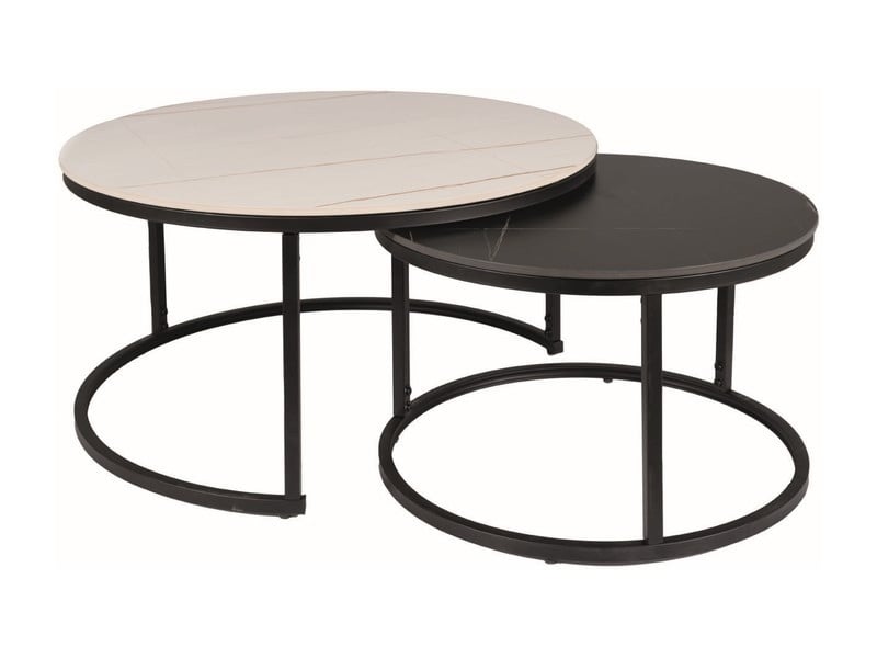set-mese-de-cafea-ferrante-b-–-alb-mat-negru-mat30021 Set di Tavolini da caffè Ferrante B in bianco opaco + nero opaco - immagine 1