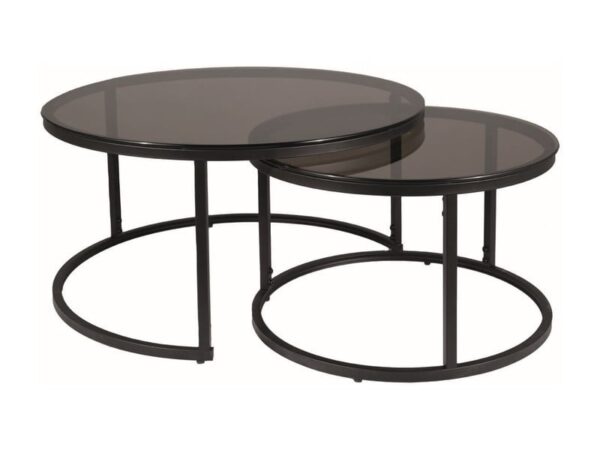 Set di Tavolini da caffè Ferrante E in grigio + trasparente
