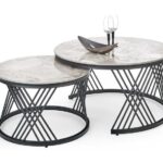Set di Tavolini da caffè Flamingo effetto marmo grigio/nero