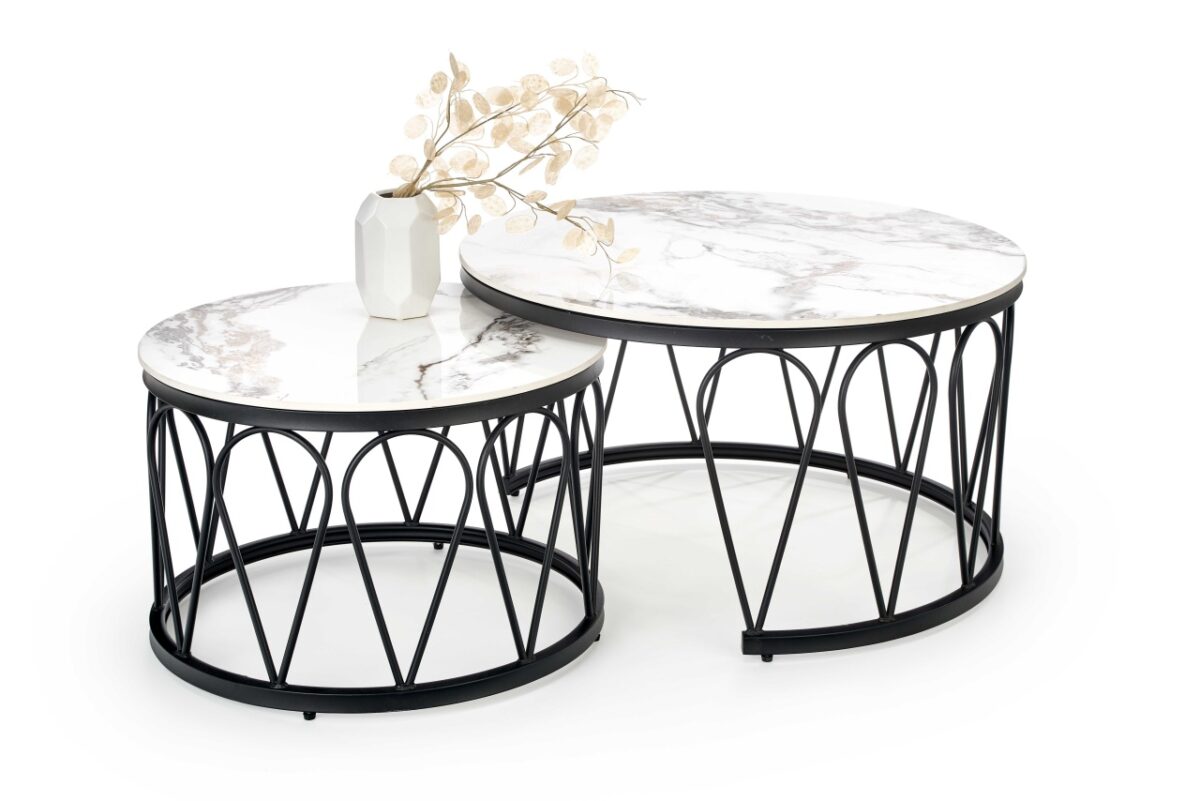 Set di Tavolini da caffè Formosa effetto marmo bianco/nero - immagine 9
