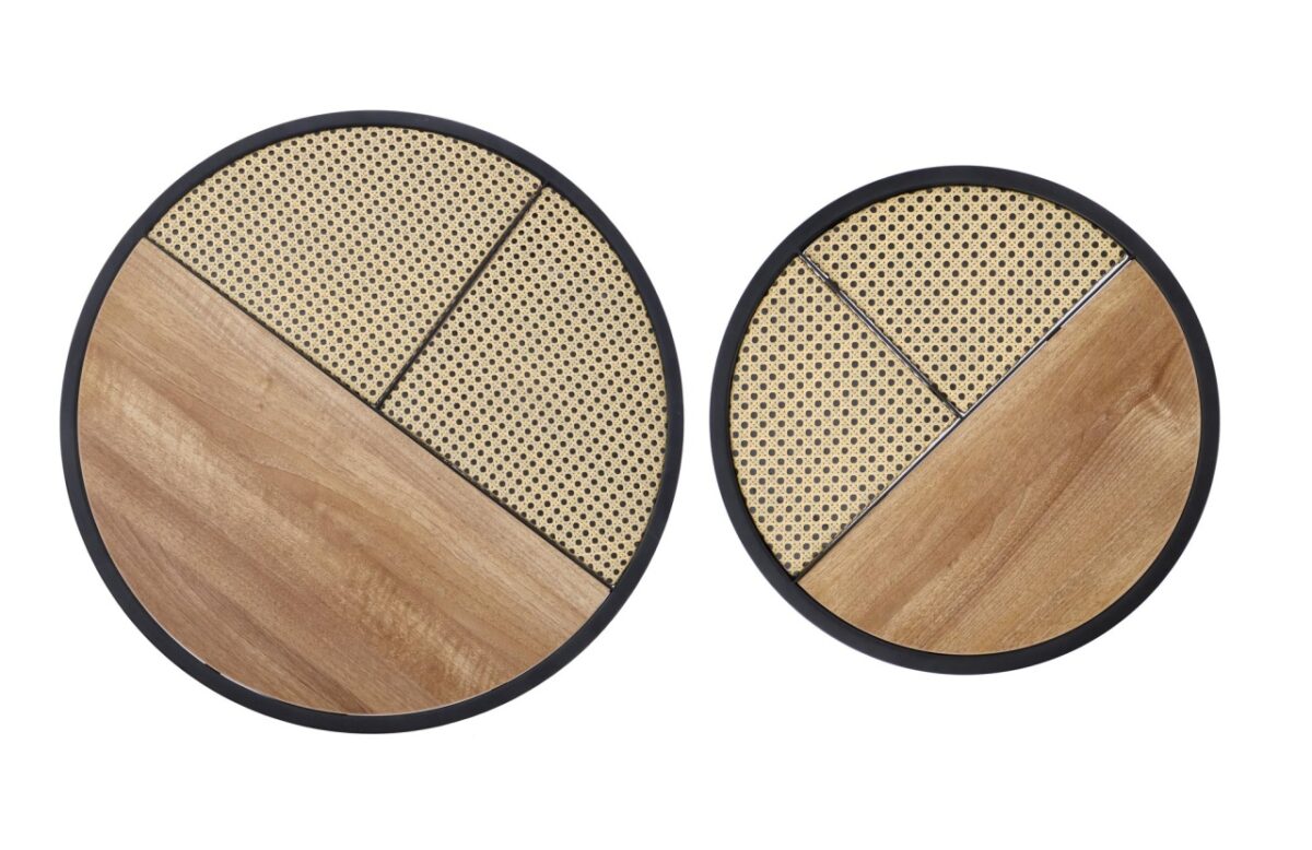Set di Tavolini da caffè Garmina in rovere dorato + rattan - immagine 8