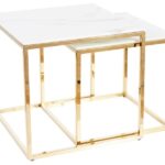 Set di Tavolini da caffè Gloria effetto marmo/oro