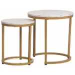 Set di Tavolini da caffè Hola effetto marmo bianco/oro