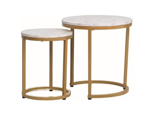 Set di Tavolini da caffè Hola effetto marmo bianco/oro